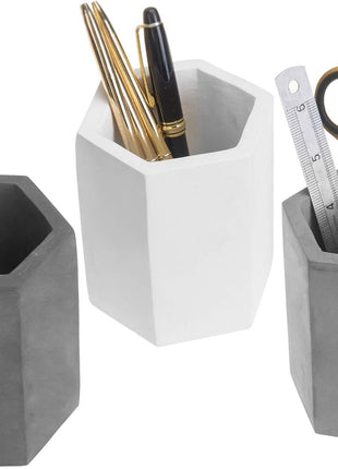 [Minimal Concrete Series] Hexagonal Pen Holder – Modern Desk Organizer for Designers & Architects (3-Color Set)