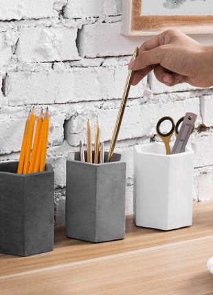 [Minimal Concrete Series] Hexagonal Pen Holder – Modern Desk Organizer for Designers & Architects (3-Color Set)